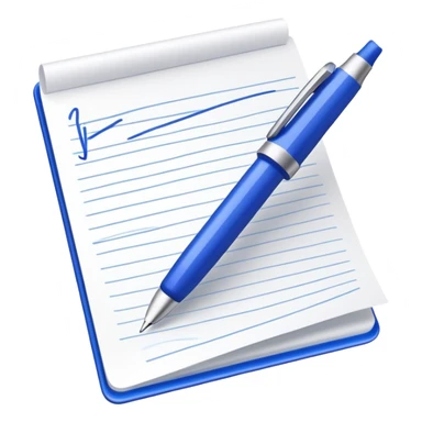 Close-up of a blue pen or pencil writing notes on a piece of paper. Minimalist, modern style, focusing on the writing action with clean lines sticker