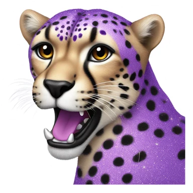 a cheetah covered in purple glitter sticker