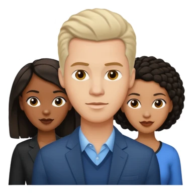White brunette American man with two black african women both are African one is light skin black and one is medium tone black with african hair styles sticker