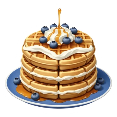 Stack of waffles with whipped cream and maple syrup and blueberries  sticker