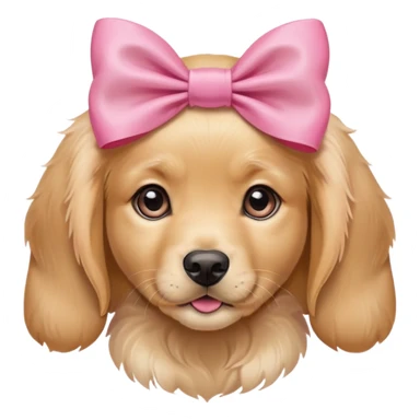 female golden retriever puppy with pink bows above her ears sticker