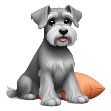 little grey schnauzer sitting on a pillow  sticker