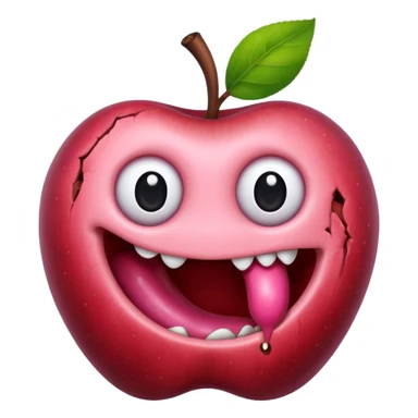 cute worm in ruined apple sticker