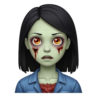 Zombie girl ios 18 with black straight hair sticker