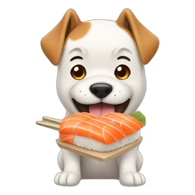Dog eating sushi sticker