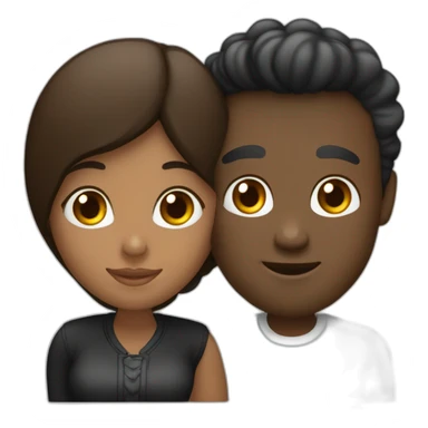 abrazo entre chica negra y hombre blanco calvo sticker