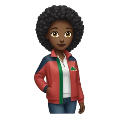 black girl with lacoste jacket sticker