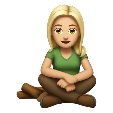 White woman sitting by the fire sticker