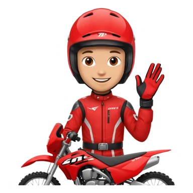 dirtbike rider in red gear signing autographs sticker