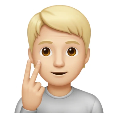 a emoji with two fingers in his nose, make him have a natural white skincolour and blonde hair sticker