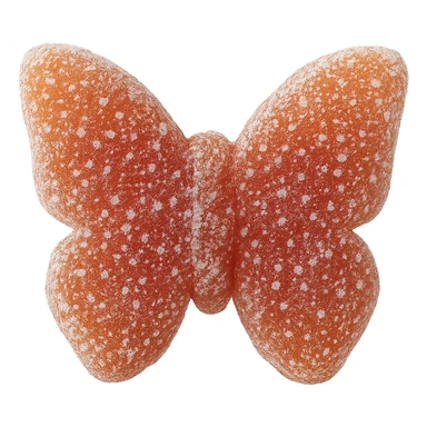 realistic butterfly-shaped candy with a sugar coating, isolated on a transparent background, no visible background sticker