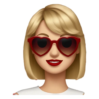 Taylor swift wearing dark red heart shaped sunglasses sticker