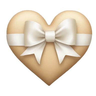Beige heart with white bow sticker
