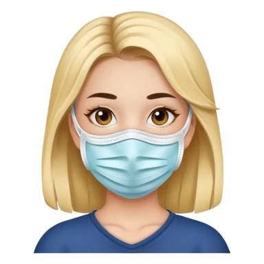 A girl with a face mask sticker