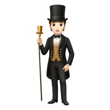 Elegant 19th century man wearing a top hat, standing sticker