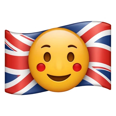A cartoonish emoji representing English language priority, with the English flag and number 1 symbol sticker
