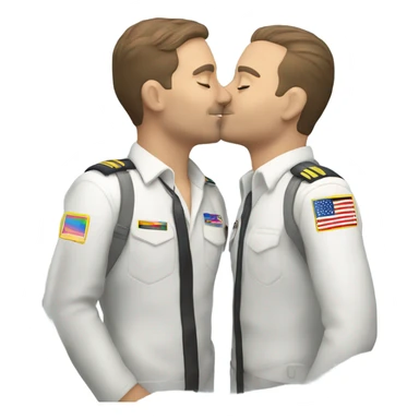 2 Caucasian male gay pilots kiss sticker