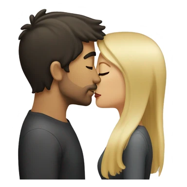Dark hair man kissing a blond hair woman sticker
