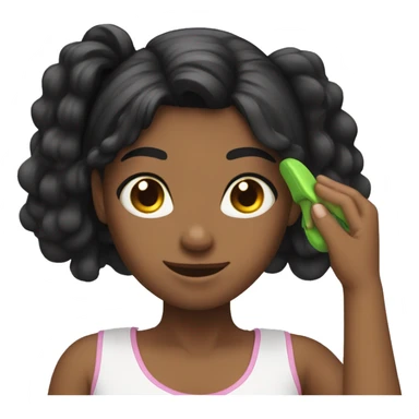 Black haired girl brushing her hair sticker