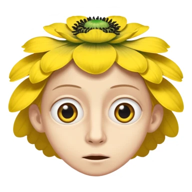 five leaved yellow anemone eyes mouth sticker
