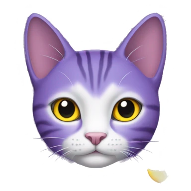Purple cat With a yellow Moon necklace Black eyes and White pupils sticker