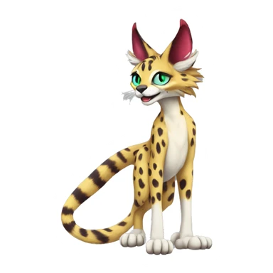 Anthro Epic Beautiful Handsome Pretty Colorful Sergal-Serval-Vernid full body sticker