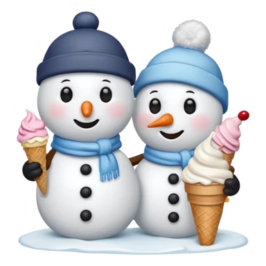 snowmen wearing cap with ice cream sticker