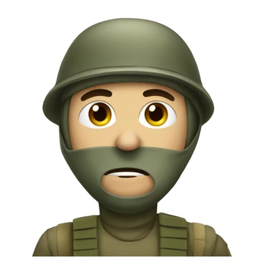 Confused army guy  with mask sticker