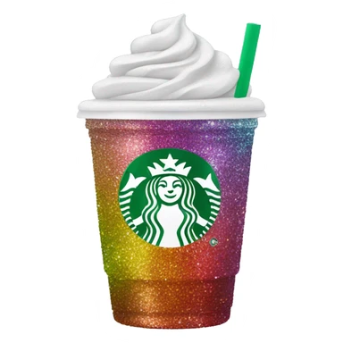 Create a rainbow sparkly Starbucks drink sticker
