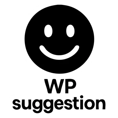 emoji with the text 'WP suggestion' in a solid black filled icon style, suitable for IT team Slack reactions sticker