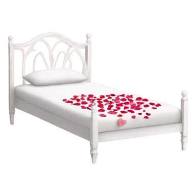 white Valentine’s Day bed with rose petals sticker