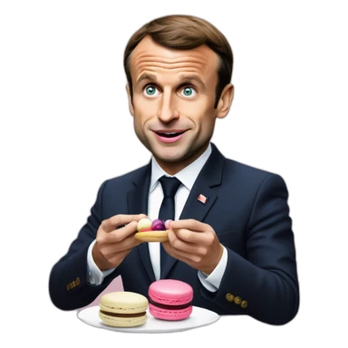 Emmanuel Macron eating a macaron sticker