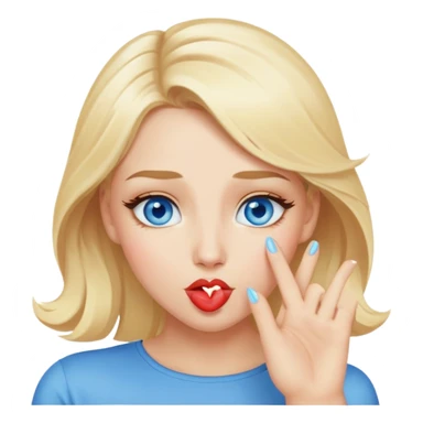 blonde woman with blue eyes and blonde hair blowing kisses sticker