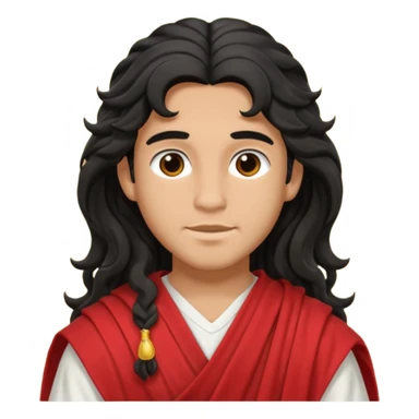 Adonis from Olympus Gods with long black wavy hair, red toga  sticker