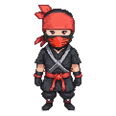 Masked ninja, red headband sticker