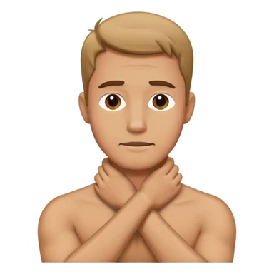 Man holding neck crossed sticker