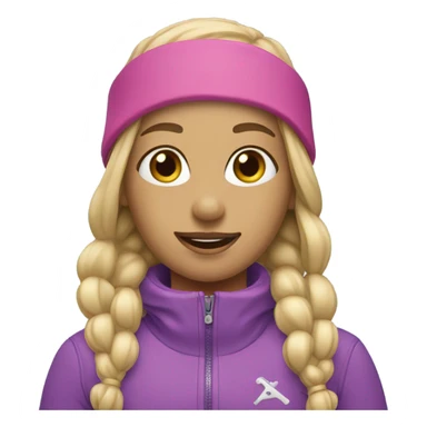 Blonde hair girl ski outfit with headband sticker