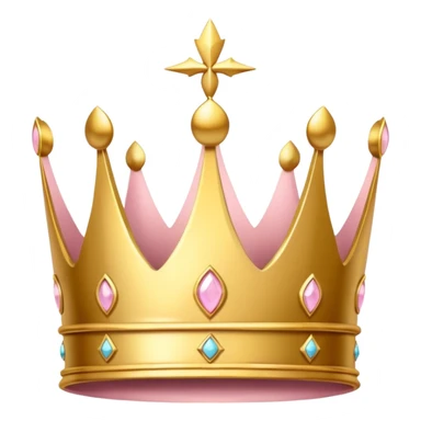 A luxurious golden crown with light pink accents and elegant details, featuring a prominent empty space  sticker
