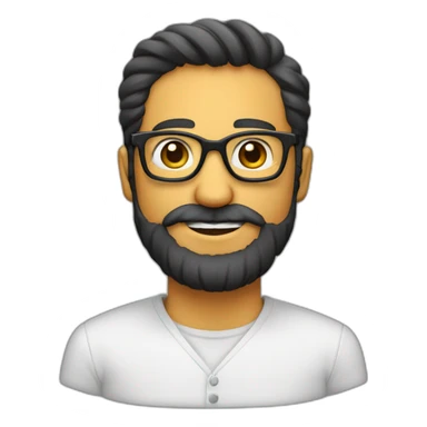 Hombre calvo con barba canosa y gafas pasta grandes i negras sticker