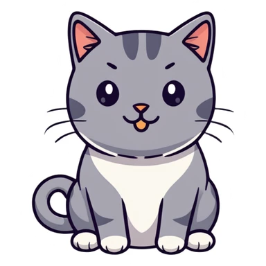 British short-hair cat with a silly face sticker