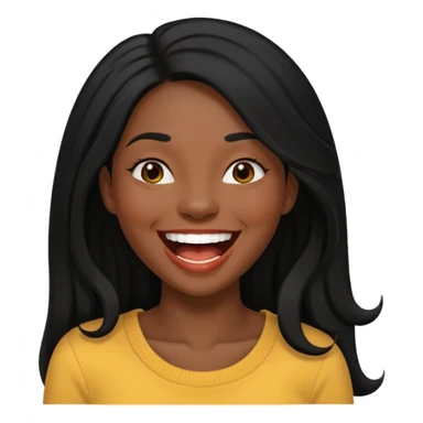 laughing black long haired woman sticker