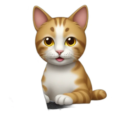 Cat working on a macbook sticker