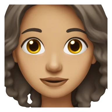 female with dark brown hair and brown eyes wavy long hair sticker