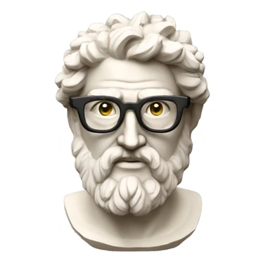 Ancient Greek King Odysseus Statue Face Only, Nerd, Glasses, Off-white, No color sticker