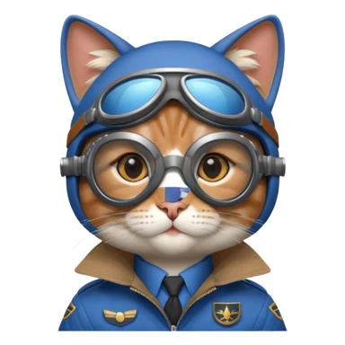 blue suited cat pilot sticker