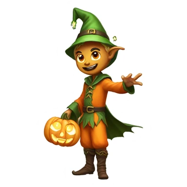 pumkin elf male casting a spell sticker