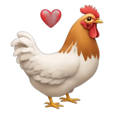 hen carries heart sticker