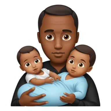 Sean “Diddy” Combs with baby oil and a very small infant sticker