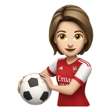 Pretty white woman in Arsenal jersey with short brown hair kicking a soccer ball sticker