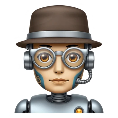 tattoed robot with hat and glasses sticker